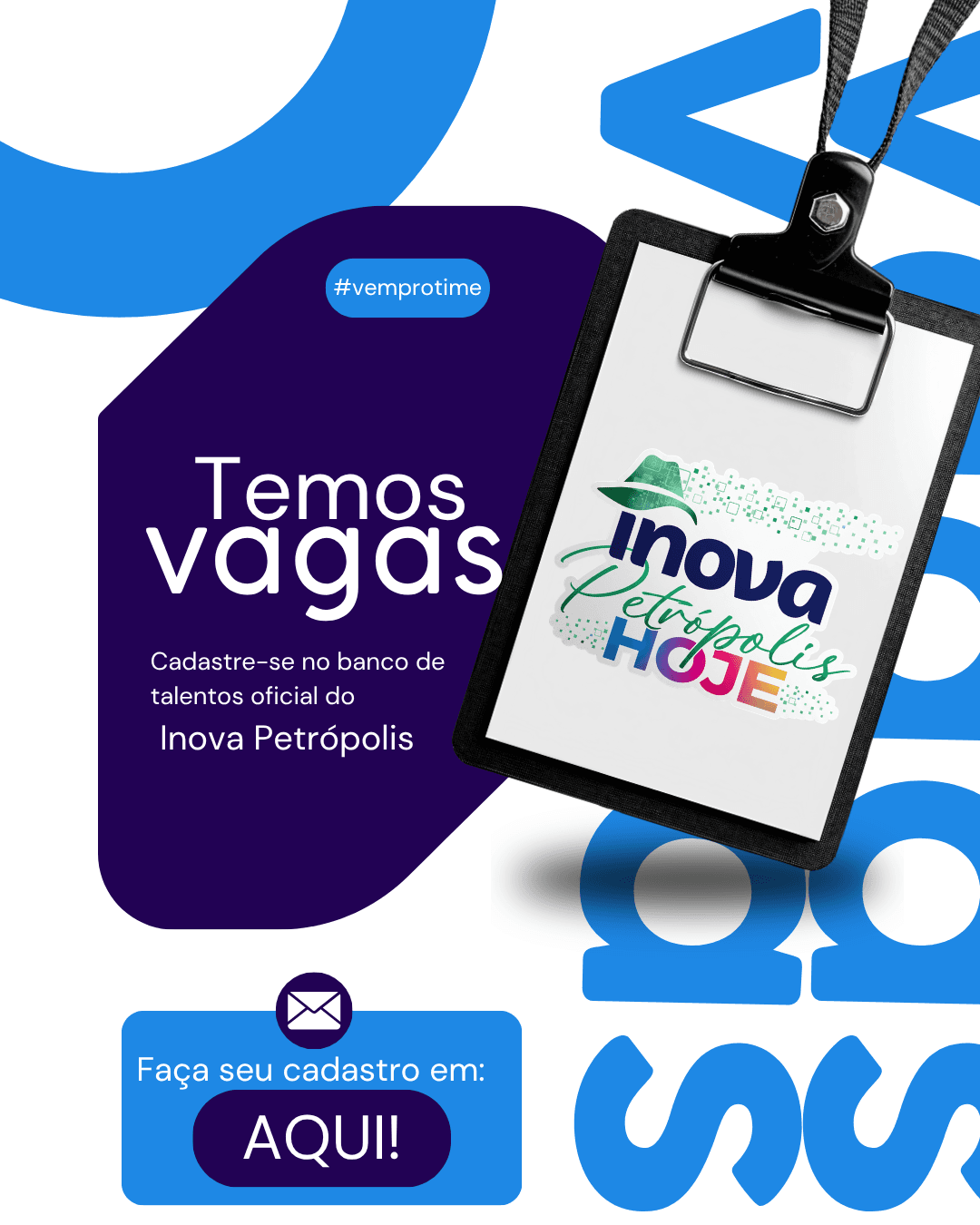 Temos vagas — cadastre-se no banco de talentos do Inova Petrópolis